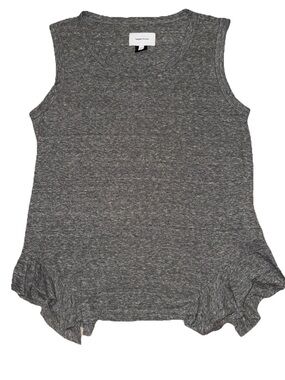 Current/Elliott Women's Tank Top Grey Ruffles Size 2 USA Made Cotton Blend